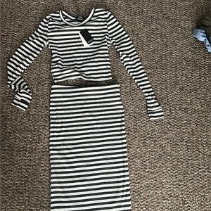 Size small brand new striped sweater & skirt
